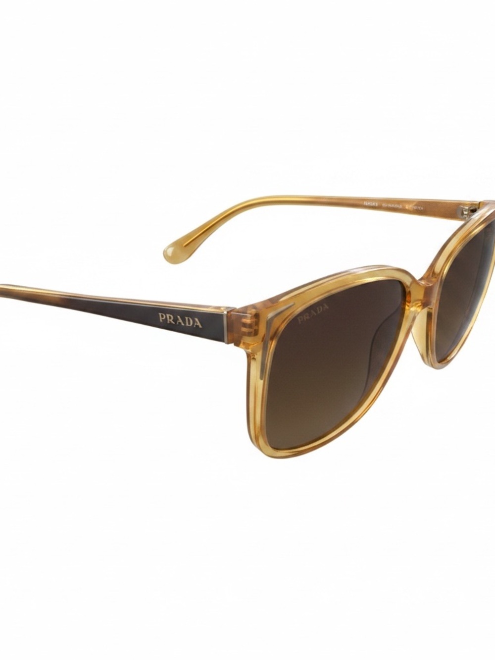Prada Translucent Amber Frame Sunglasses with Brown Gradient Lenses